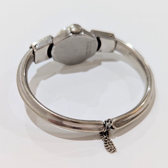 Vintage BENRUS Petite Silver Ladies Wind-Up Wrist Watch Bracelet 10K Gold filled - Picture 10 of 14